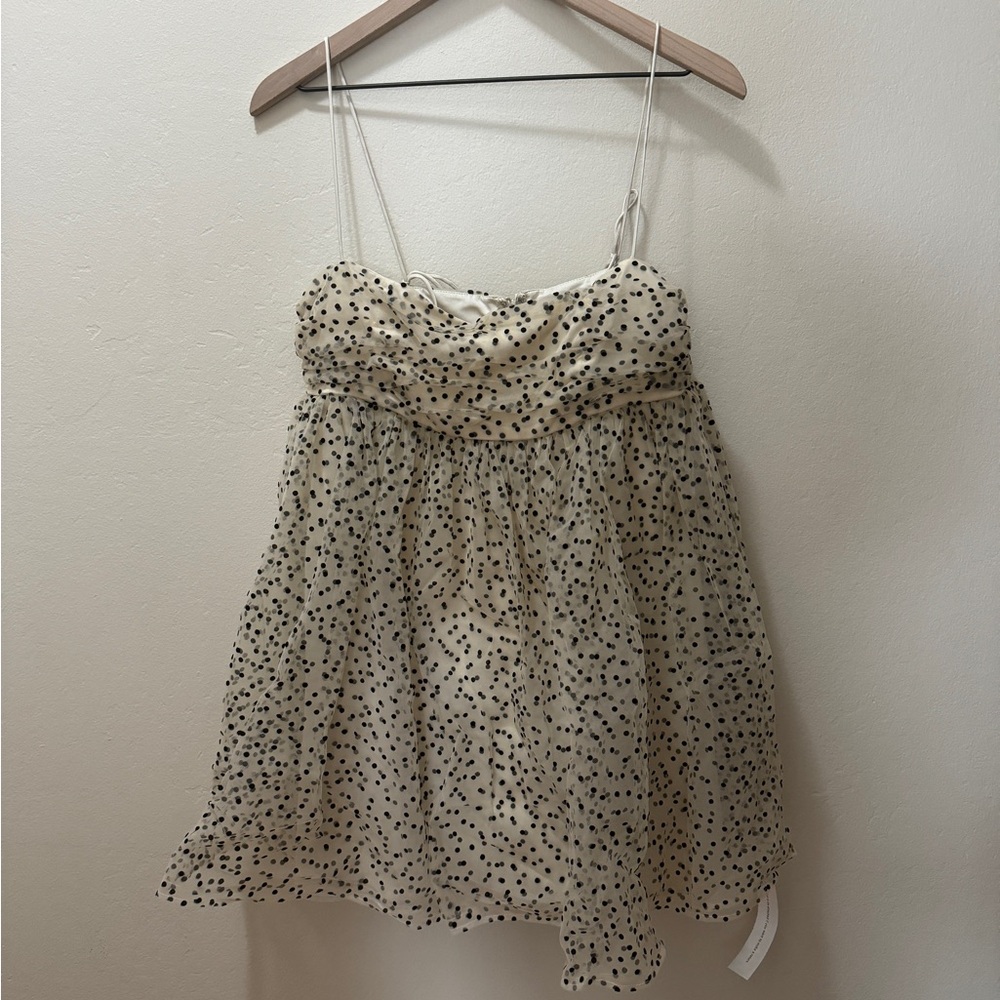 Reformation Cream and Black Polka Dot Dress